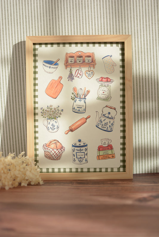 Affiche illustrée - La cuisine du cottage