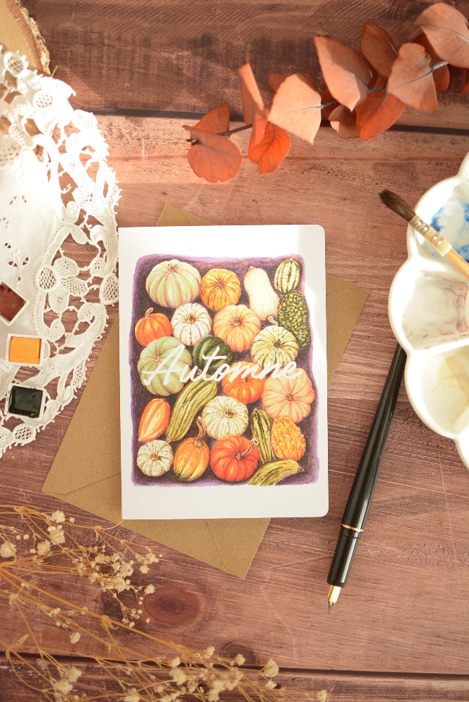 Carte de vœux – Citrouilles d’Automne