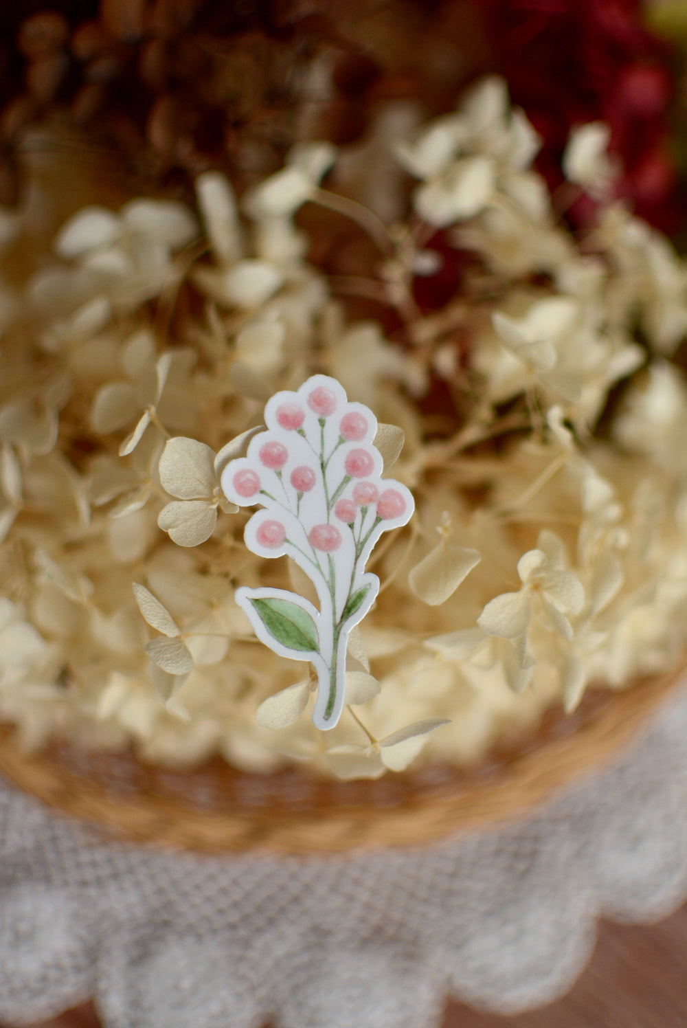 Stickers Fleurs Hypéricum rose