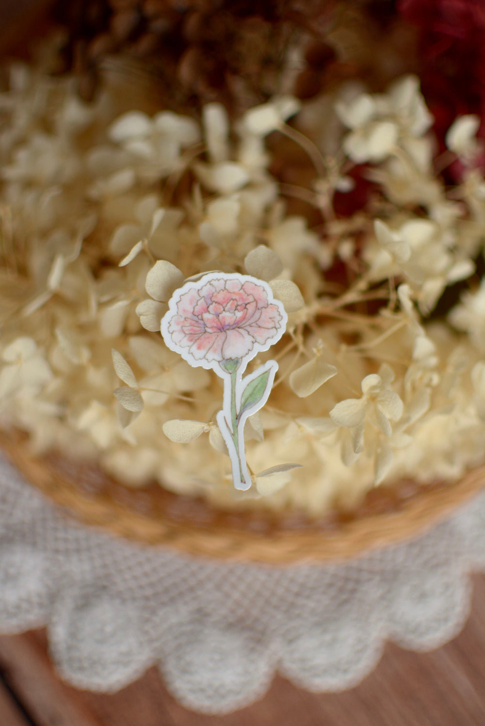 Stickers Fleurs oeillet rose