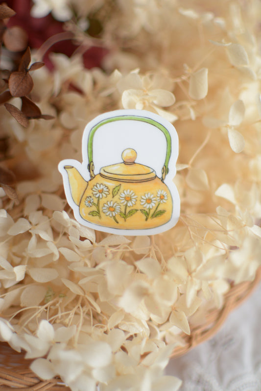 Stickers coin cosy Bouilloire à fleurs